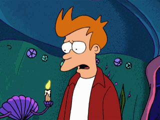 Fry grabbing his hair and screaming in horror
